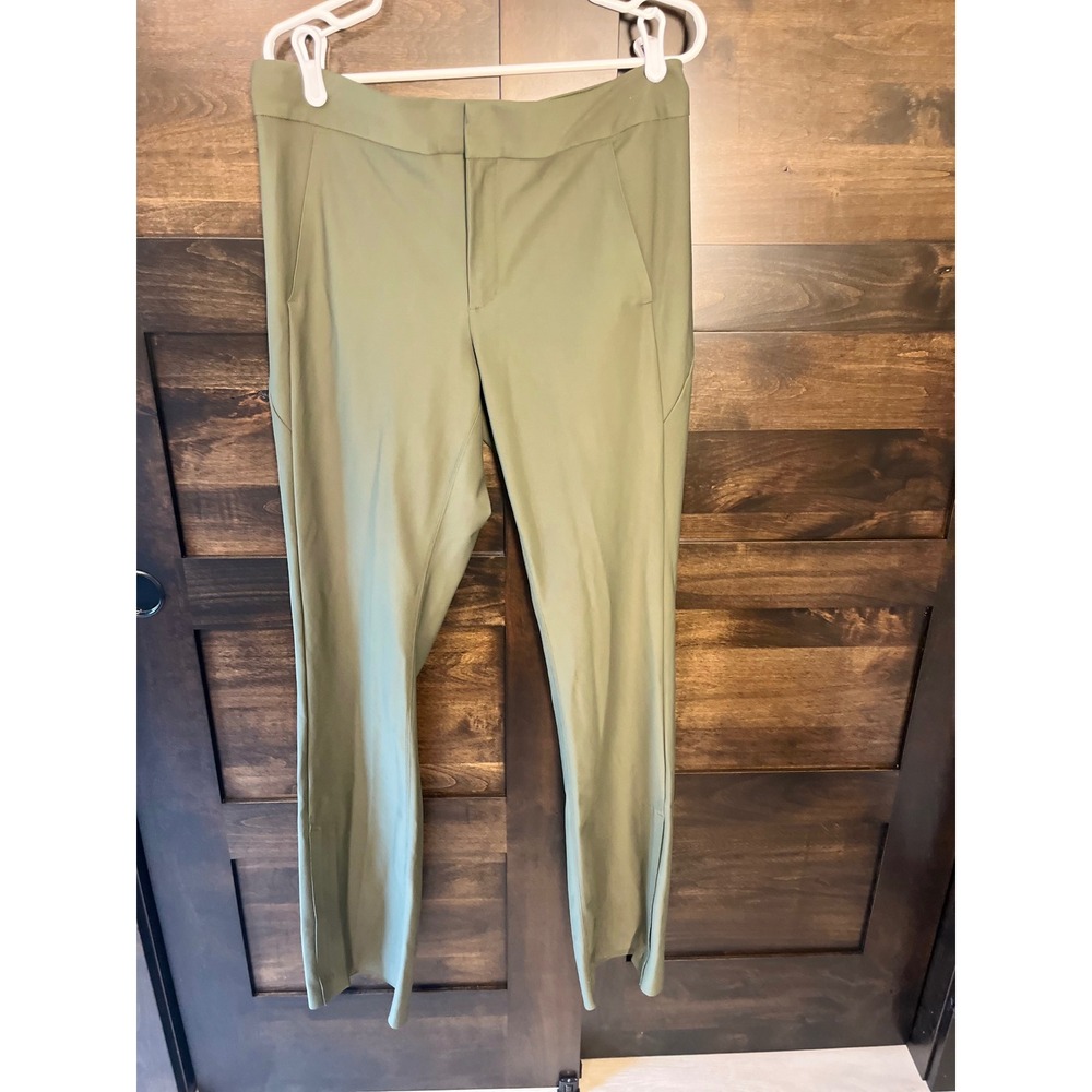 Athleta Stellar Flare Trouser Olive Green Stretch Travel Pants Womens 14 Tall